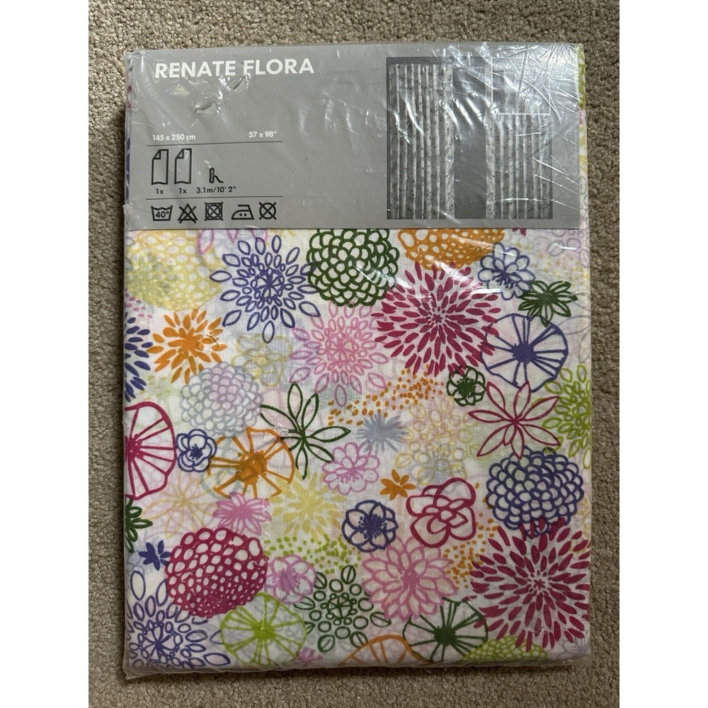 Ikea RENET Floral VTG Retro Curtains/Panels Set of 2-57x98 NEW In Package